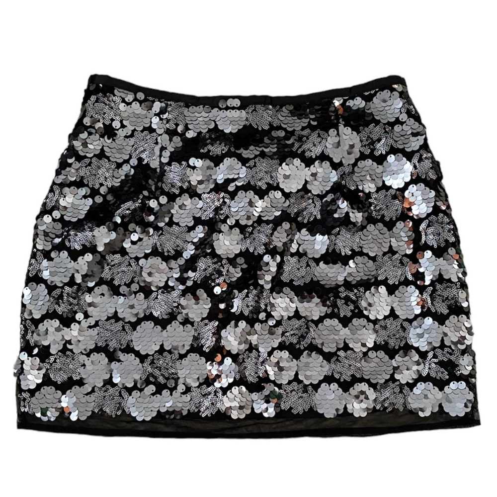 Pattern Silver Sequin Mini Skirt